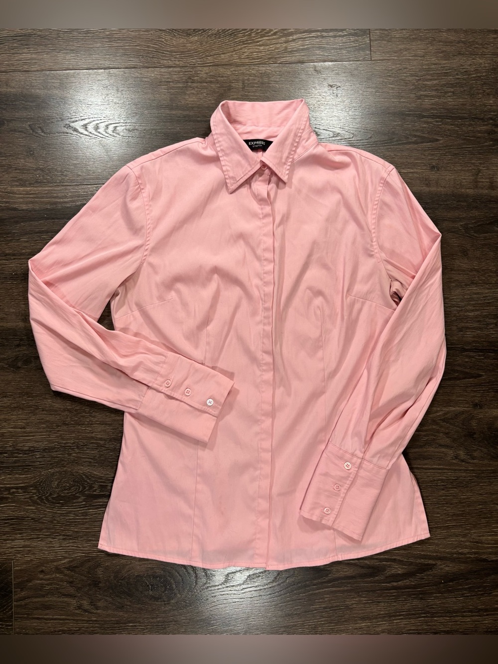 Vintage Express Pink Women’s Tailored Button Down Shirt Size 9/10 Medium/Large